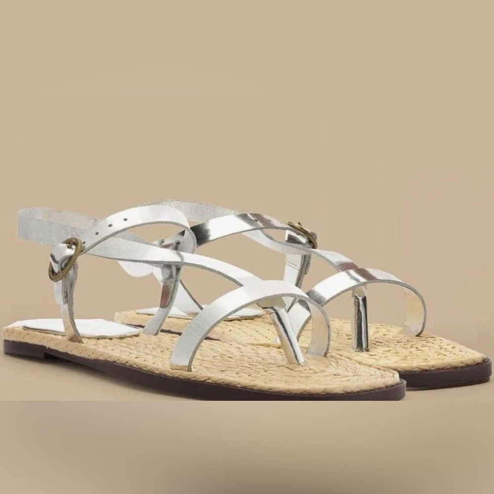 NIB FARM Rio Silver Cross Strap Sandal Size 10 - Picture 2 of 8